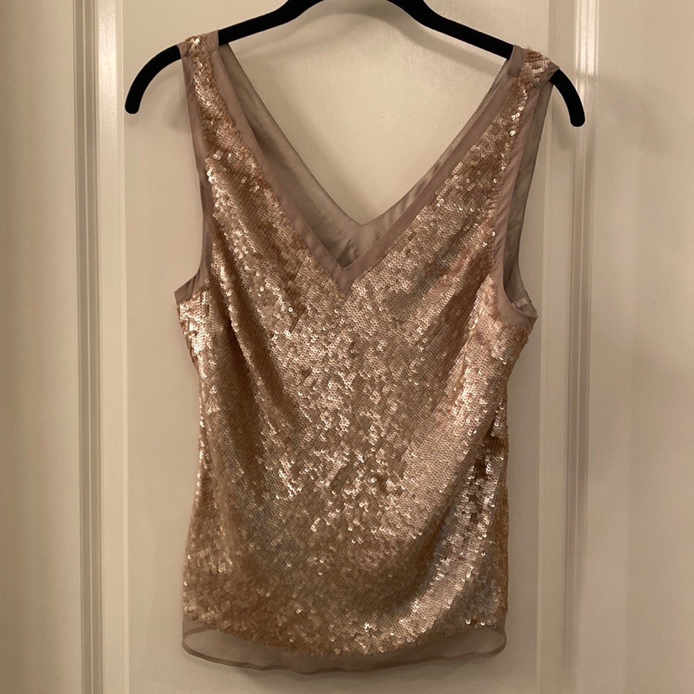 Adriana Papell champagne sequin tank